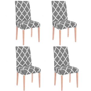 Set 4 huse universale pentru scaun, marime universala, poliester si spandex, 45 x 60 cm, gri alb