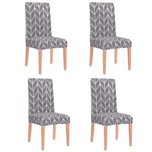 Set 4 huse universale pentru scaun, marime universala, poliester si spandex, 45 x 60 cm, gri dungi