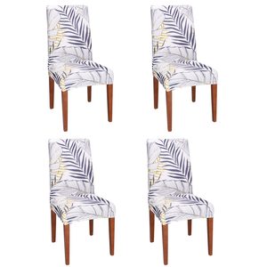 Set 4 huse pentru scaun, marime universala, poliester si spandex, 38x70cm, alb, nuante de bleumarin, galben