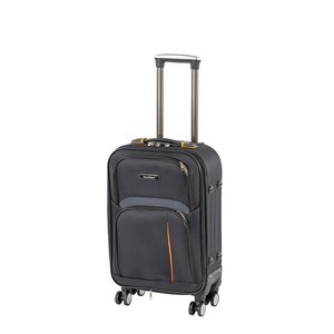 Valiză de cabină TraveLux Light din piele, cu roți moi detașabile, 55x40x20 cm, negru