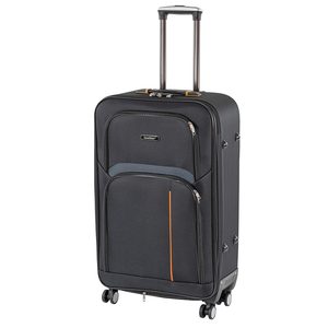 Valiză mare TraveLux Light din piele moale, 76x50x29 cm, neagră