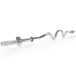 Bara haltera curbata Z pentru greutati, 120 cm, diametru 25 mm, otel cromat, incarcare maxima 140 kg