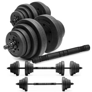 Set gantere si bara ajustabila 30 kg, 16 discuri, conector metalic cu spuma, negru