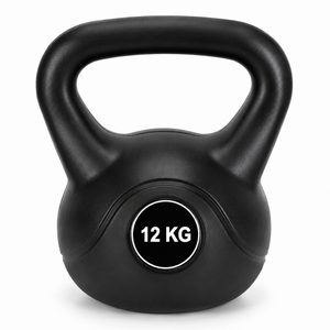 Kettlebell 12 kg, bitum cu invelis rezistent ABS, 25x19x27 cm, negru