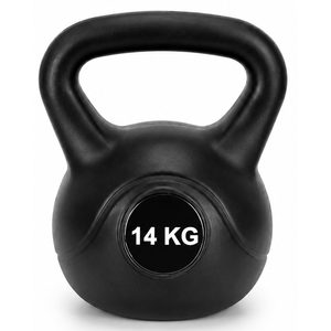 Kettlebell 14 kg, bitum cu invelis rezistent ABS, 26x22x28 cm, negru