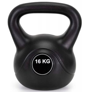 Kettlebell 16 kg, bitum cu invelis rezistent ABS, 28x23x30 cm, negru