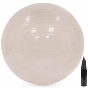 Minge pentru fitness 65 cm, antiderapanta, cu pompa inclusa, maxim 150 kg, bej