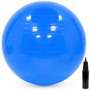Minge pentru fitness 75 cm, antiderapanta, cu pompa inclusa, maxim 150 kg, albastru