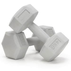 Set gantere hex 2x4 kg, bitum cu invelis rezistent PP, gri