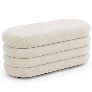 Taburet tapitat Puffo cu spatiu de depozitare, velur, 100x42x42 cm, crem