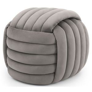 Taburet tapitat Nilo, velur, 53x50x43 cm, gri deschis