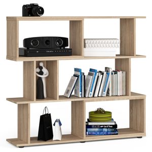 Etajera modulara cu 6 rafturi pentru depozitare, PAL laminat 16 mm, 120x28x108 cm, stejar sonoma