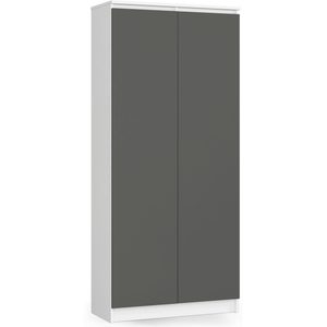 Dulap cu 8 etajere, PAL laminat 16 mm, 80x35x180 cm, alb si grafit