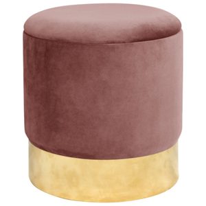 Taburet tapitat rotund Golden cu spatiu de depozitare, velur, 39x39x40 cm, roz pudrat