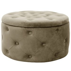 Taburet Alia cu spatiu depozitare, tapitat cu velur, 55x30 cm, bej