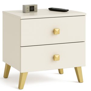 Comoda MOBI K-02 cu 2 sertare, PAL laminat 16 mm, 40x37x43 cm, casmir cu detalii aurii