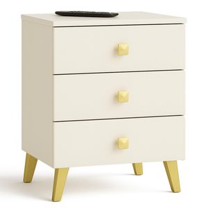 Comoda MOBI K-03 cu 3 sertare, PAL laminat 16 mm, 40x37x58 cm, casmir cu detalii aurii