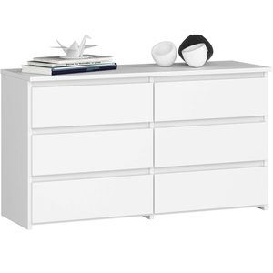 Comoda cu 6 sertare, PAL laminat, 100x35x57 cm, alb mat
