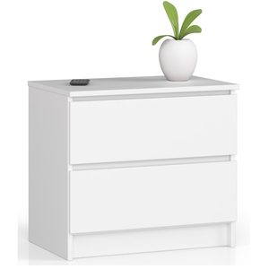 Noptiera cu 2 sertare din PAL laminat 16 mm, 60x40x55 cm, alb