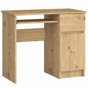 Birou computer PIKSEL, cu sertar, dulap si raft pentru tastatura, dreapta, 90x50x77 cm, stejar artisan