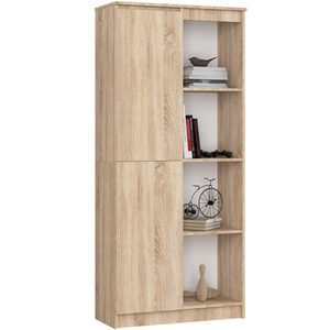 Dulap cu usa si 8 etajere, PAL laminat 16 mm, 80x35x180 cm, stejar sonoma