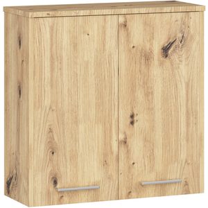 Dulap baie suspendat, cu 2 usi si 1 raft interior, PAL 16 mm, 60x23x60 cm, stejar artisan