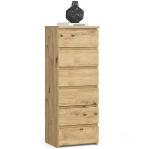 Comoda cu 6 sertare, PAL laminat 16 mm, 40x35x109 cm, stejar artisan
