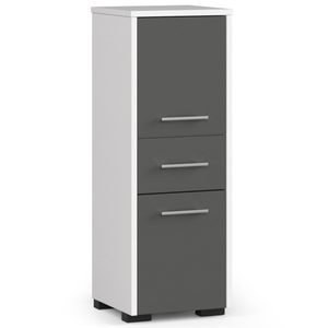 Dulap de baie tip baza, cu 2 usi si sertar, PAL 16 mm, 30x30x85 cm, alb si gri