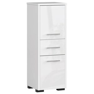 Dulap de baie tip baza, cu 2 usi si sertar, PAL 16 mm, 30x30x85 cm, alb lucios