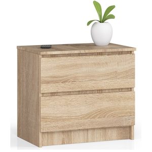 Noptiera cu 2 sertare din PAL laminat 16 mm, 60x40x55 cm, stejar sonoma
