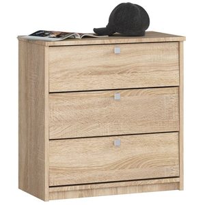 Dulap pantofi MINI cu 3 usi rabatabile, PAL laminat 16 mm, 60x31x62 cm, stejar sonoma