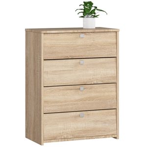 Dulap pantofi RUBIN 4 niveluri, cu usi rabatabile, PAL laminat 16 mm, 66x36x85 cm, stejar sonoma