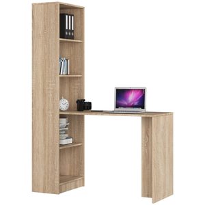 Birou cu rafturi SMART, PAL laminat, 125x50x180 cm, stejar sonoma