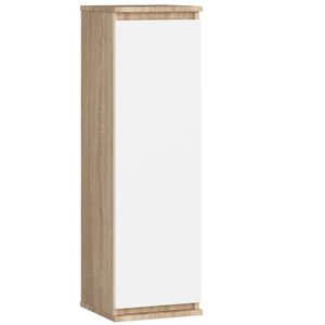 Dulap suspendat, cu usa si 3 rafturi interioare, PAL 16 mm, 30x30x99 cm, stejar sonoma si alb