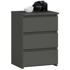 Noptiera cu 3 sertare, PAL laminat 16 mm, 40x35x57 cm, gri