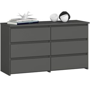 Comoda cu 6 sertare, PAL laminat, 100x35x57 cm, gri