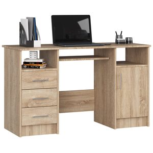 Birou ANA pentru calculator, cu 3 sertare si 1 usa, 124x52x74 cm, stejar sonoma
