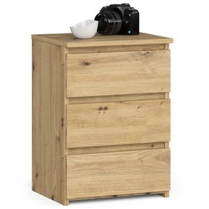Noptiera cu 3 sertare, PAL laminat 16 mm, 40x35x57 cm, stejar artisan