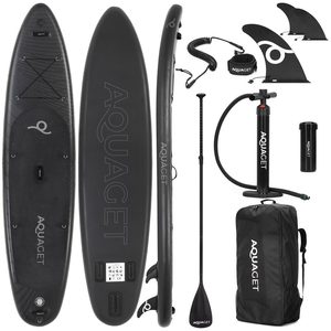 Set placa gonflabila Stand Up PaddleBoard 350x81x15 cm, cu pompa, kit de reparatii, geanta de transport, vasla, maxim 150 kg, negru
