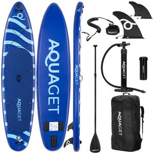 Set placa gonflabila Stand Up PaddleBoard 350x81x15 cm, cu pompa, kit de reparatii, geanta de transport, vasla, maxim 150 kg, albastru