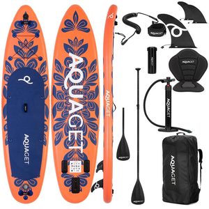 Set placa gonflabila Stand Up PaddleBoard 350x81x15 cm, cu pompa, scaun kayak, kit de reparatii, geanta de transport, vasla 2 in 1, maxim 220 kg, portocaliu