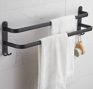 Suport de prosoape pentru baie tip "Mansarda" din aluminiu, lungime 60 cm, culoare Negru Mat