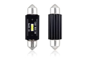 Set becuri auto cu LED CANBUS sofit compatibil C5W 1 SMD 39mm Alb 12/24V, destinat competitiilor auto sau off-road