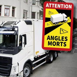 Set 10 buc. sticker autocolant "Unghi Mort", Eticheta Autocolanta "ANGLES MORTS" pentru camioane, dimensiune 17 x 25 cm