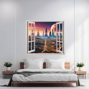 Folie imprimata color pentru decor perete locuinta, dimensiune 125 x 110cm, model: VIEW TO HAVEN 03