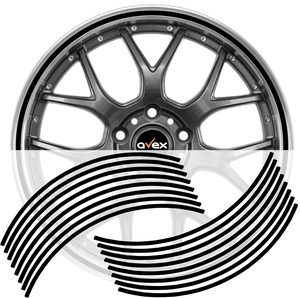Set 16 inele din autocolant pentru jante culoare Negru Lucios