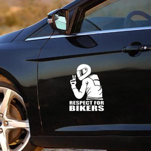 Sticker autoadeziv pentru vehicule Off Road, model "Respect For Bikers", dimensiune 17 x 12 cm, culoare Alba