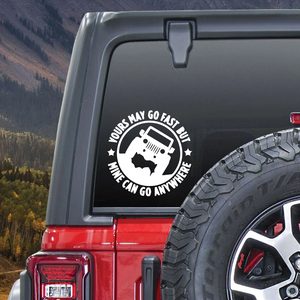 Sticker autoadeziv pentru vehicule Off Road, model "You Can Go Fast", dimensiune 30 x 30 cm, culoare Alba