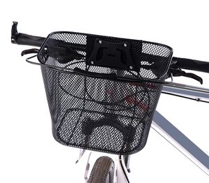Cos metalic pentru bicicleta cu maner, demontabil, conceput pentru a fi montat in partea din fata, culoare Neagra