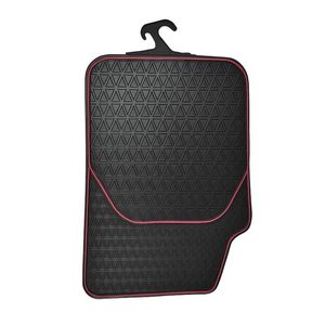 Covorase Auto Universale, din cauciuc sintetic moale, culoare Neagra cu dunga Rosie